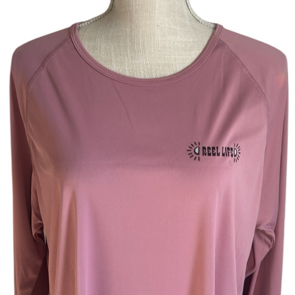 Reel Life Women's Long Sleeve UV T-Shirt Mauve Abstract Design Print on Back XXL - Picture 6 of 16